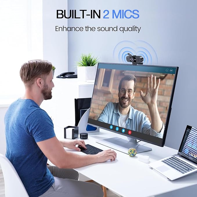 EMEET 1080P Webcam with Microphone, C960 Web Cam, 2 Mics, 90° FOV, USB Type-A & - Image 3