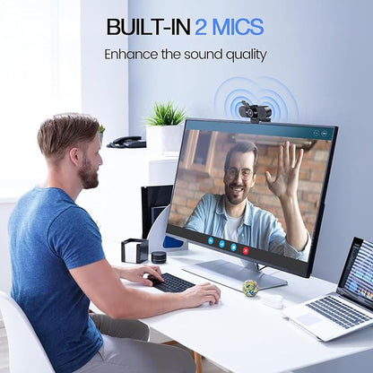 EMEET 1080P Webcam with Microphone, C960 Web Cam, 2 Mics, 90° FOV, USB Type-A & - Image 3
