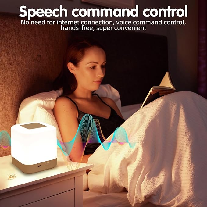 LIPKAHH Touch Lamp for Nightstand, Speech Control Bedside Lamp Touch Control - Image 5
