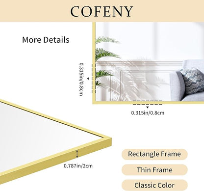 Gold Bathroom Mirror for Wall, 60x30 Inch Rectangle Mirrors - Image 8