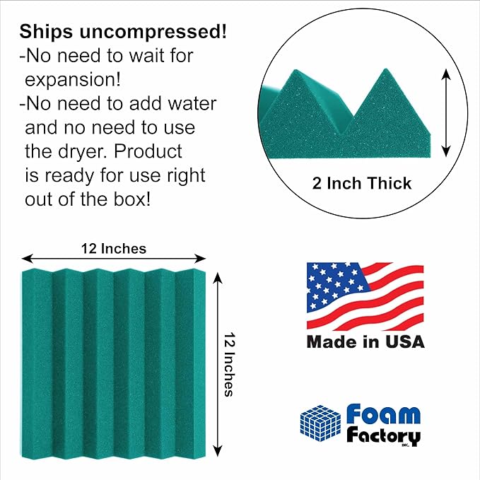 Foam Factory Inc 24 Pack Color Acoustic Foam Panel Studio Soundproofing Wedge - Image 2