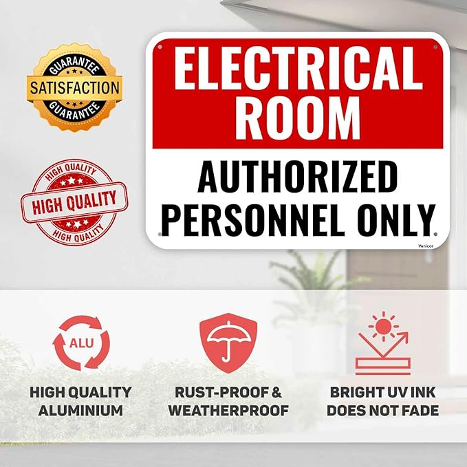 1PC Electrical Room Sign, 14 x 10 Inches - Image 3