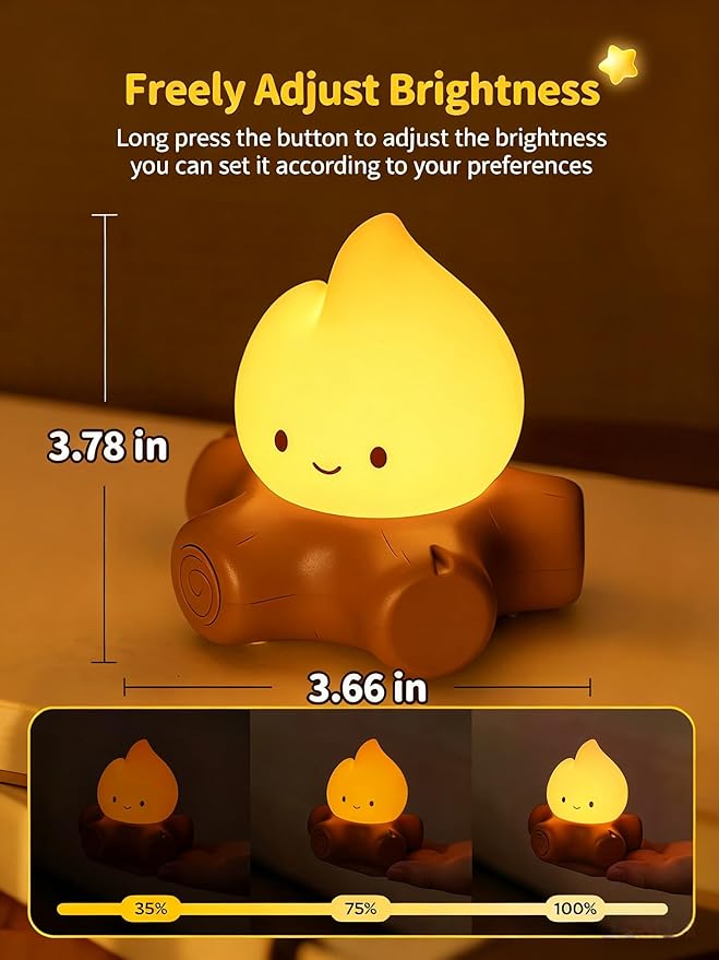 3 PCS Campfire Night Light, Rechargeable Flame Lamp, Cute Desk Lamps - Image 6