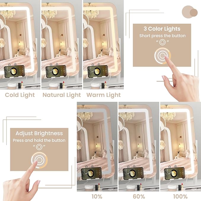 Dripex 3-in-1 Lighted Vanity Mirror - Image 4