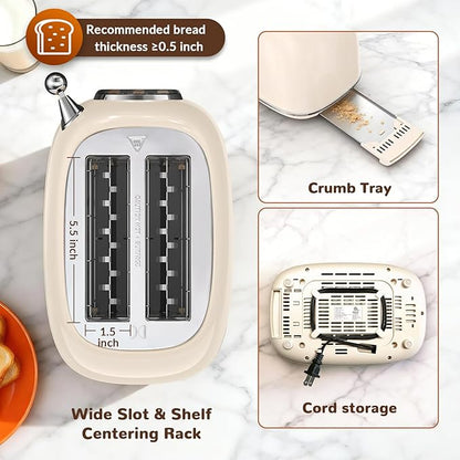 Mecity Toaster 2 Slice, Touch Screen Wide Slot Retro Toaster - Image 6