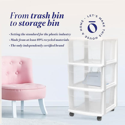 HOMZ Drawer Tower, 3-Tier Rolling Storage Cart - Image 8