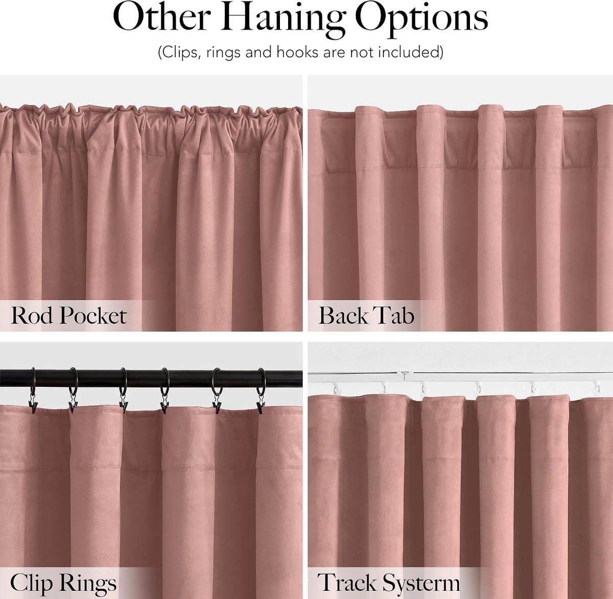 RYB HOME Velvet Curtains 102 inches Long, Extra Long High Ceiling Curtains | Thermal Insulated,Luxurious Home Decor,OEKO-TEX Certified,Apartment Loft Large Windows,W52 x L102,Baby Pink,2 Panels Set