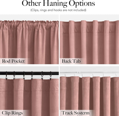RYB HOME Velvet Curtains 102 inches Long, Extra Long High Ceiling Curtains | Thermal Insulated,Luxurious Home Decor,OEKO-TEX Certified,Apartment Loft Large Windows,W52 x L102,Baby Pink,2 Panels Set