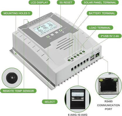 OOYCYOO MPPT Charge Controller 40 amp 12V/24V Auto, 40A Solar Panel Charge - Image 4