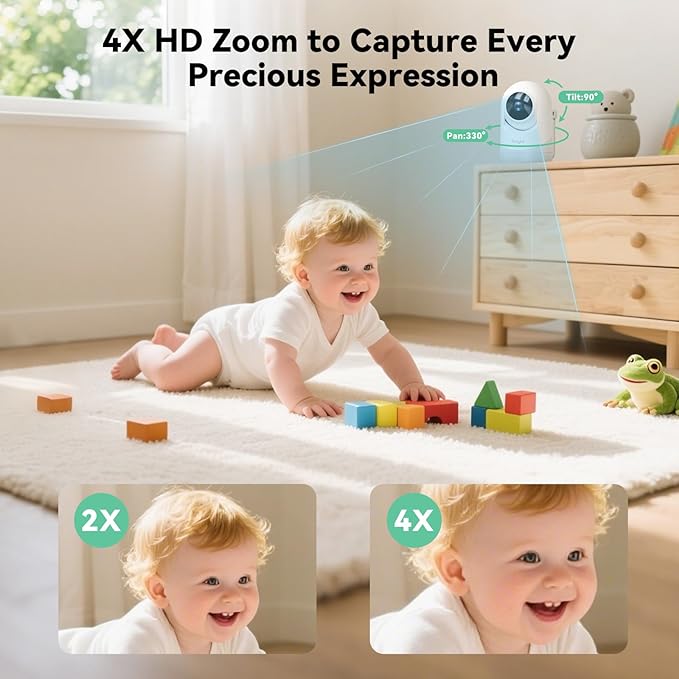 Video Baby Monitor with Camera and Audio, No Wifi or Free App Mode, - Image 9