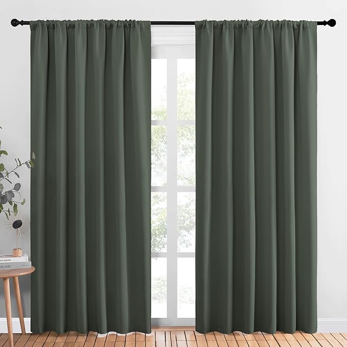 NICETOWN Living Room Curtains, Dark Mallard, 1 Pair, 70 x 84-inch, Home by NICETOWN
