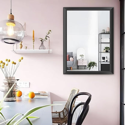 Amorho Black Bathroom Mirror, 24x32 Inch Thick Metal Framed Wall Mirrors - Image 5