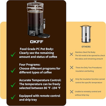 Coffee Urn Commercial Coffee Maker, 26 L 170 Cups, Transparent Electric - Image 5