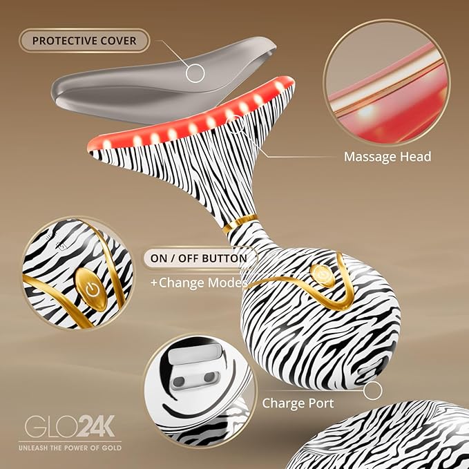 GLO24K Red Light for Face & Neck Beauty Device - 7 in 1 Facial Massager Tool - Image 5