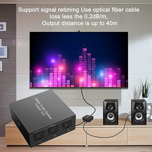 3 Port Toslink Splitter with Optical Cable Premium Quality Digital Optical - Image 4