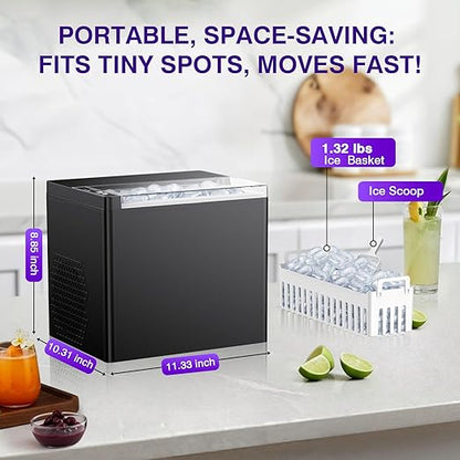 Ice Makers Countertop, 9 Ice Cubes in 6 Mins Portable Ice Maker, 2 Sizes of - Image 5