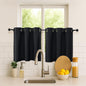 Simplebrand Halloween Black Short Kitchen Curtains 24 Inch Length 2 Panels Set, Small Windows Blackout Curtain for Bathroom, Room Darkening Thermal Insulated Short Drapes, 40 x 24 Inch, Black