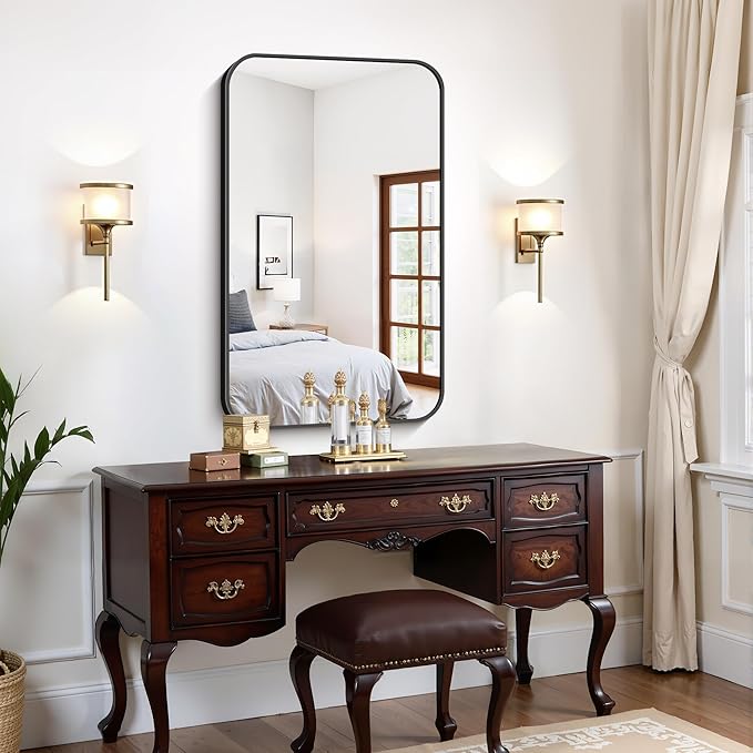FORBATH Bathroom Mirror for Over Sink 24x40 Inch Black, Rectanglar Wall Mirror - Image 6
