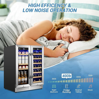 Wine and Beverage Refrigerator Under Counter, 24 Inch Beverage Fridge Dual Zone - Image 7
