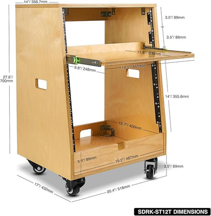 Sound Town DIY Slanted 12U Studio Rack, - Image 5