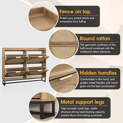 Maupvit Large Rattan Shoe Storage Cabinet - Image 4