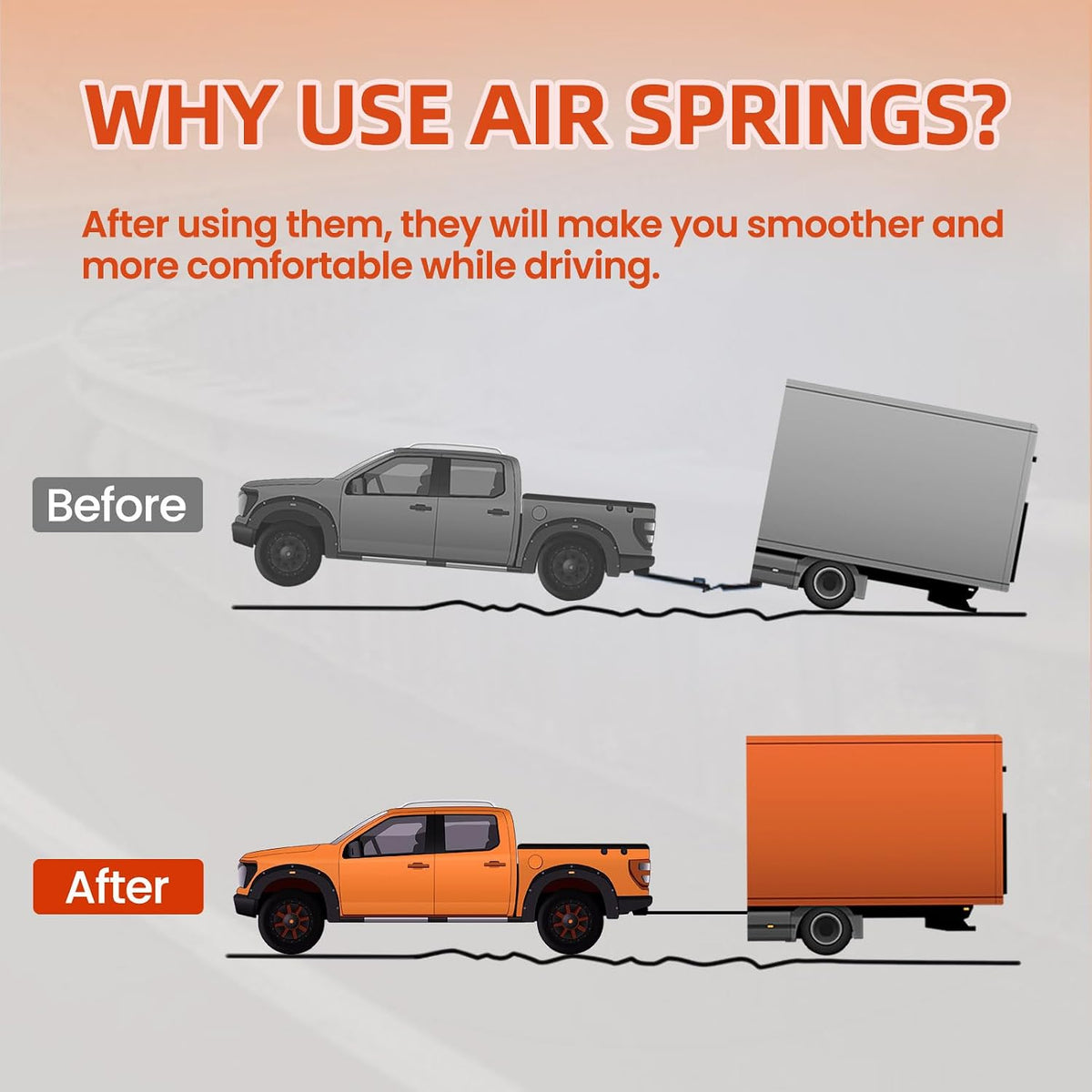 rea air spring bag suspension kit for chevy/gmc showing dimensions