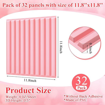 Nuanchu 32 Pcs 3D Slat Wall Panels 12 x 12 Inch PVC Fluted Textured Panel - Image 2