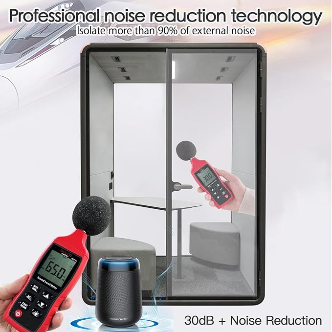 Soundproof Office Pod Booth Black, - Image 3