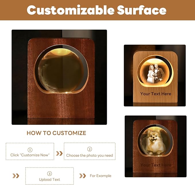 GigaGlow Personalized 3D Crystal Photo Night Light - Image 2