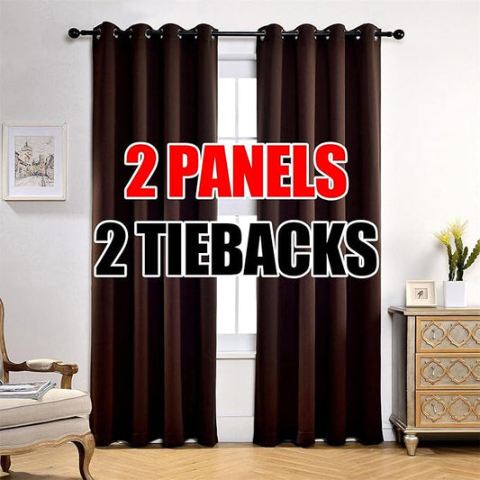 MIUCO Room Darkening Soild Grommet Window Blackout Curtains Two Panels by MIUCO