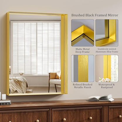 Koonmi 30x40 Inch Metal Framed Bathroom Mirror - Image 5
