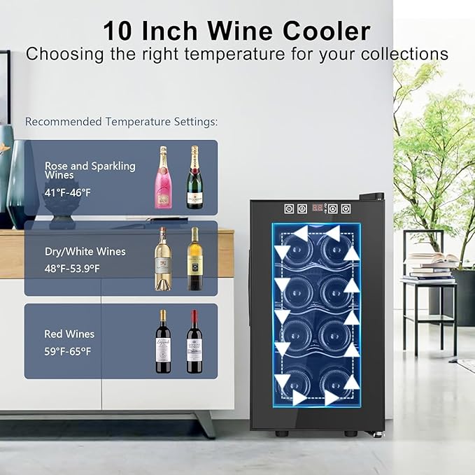 8 Bottles Wine Cooler Refrigerator, Small Wine Fridge, Mini Wine Fridge - Image 4