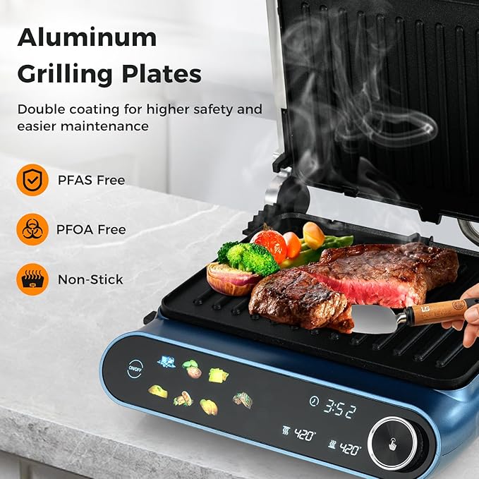 7-In-1 Sandwich Maker with LED Touch Panel & No-Stick Plates, Electric Panini - Image 6
