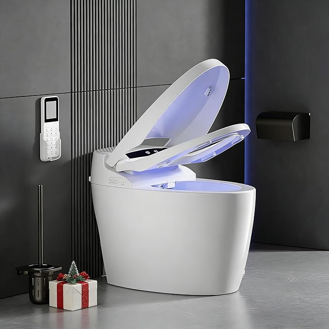 Smart Toilet with Warm Water Sprayer and Dryer, One Piece Bidet Toilet with by LoupusuoROMANCHAIR