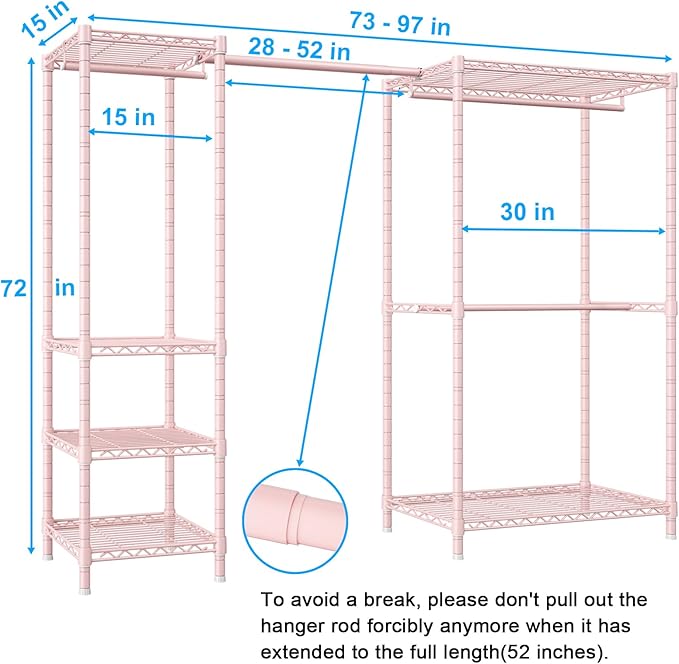Ulif E10 Clothes Rack（With Stretchable Hanger Rod）Freestanding Clothing Racks - Image 2
