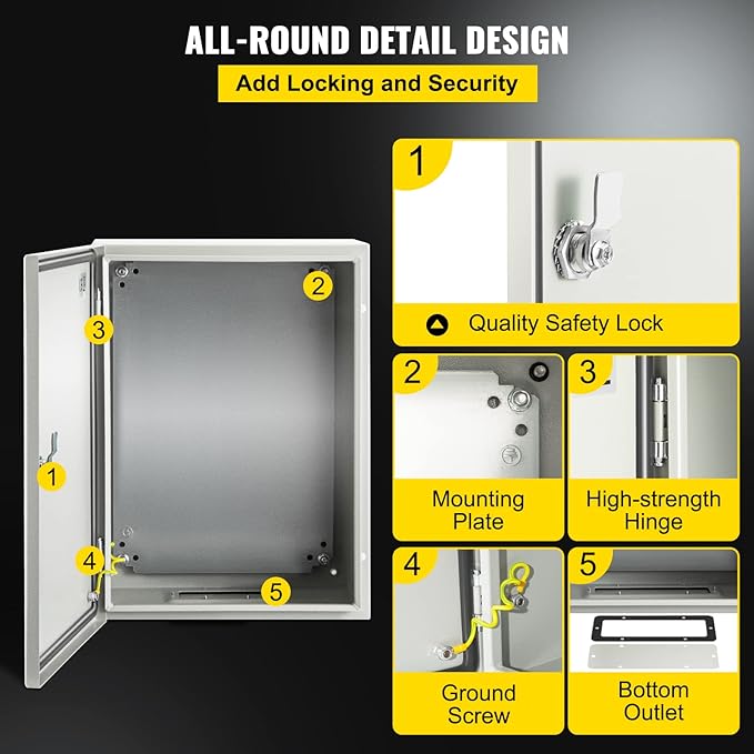 VEVOR NEMA Steel Enclosure, IP66 Waterproof & Dustproof, Outdoor/Indoor - Image 5