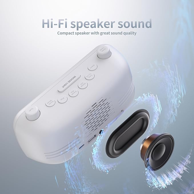 Alarm Clock Radio for Bedrooms, Hi-Fi Sound, Clock Radio - Image 3