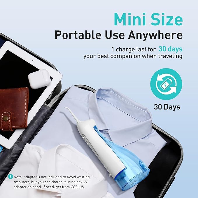 COSLUS Water Dental Flosser Teeth Pick: Portable Cordless Oral Irrigator 300ML - Image 5