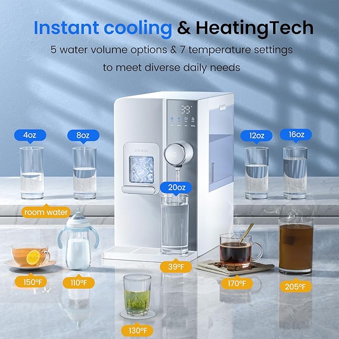 lce Maker Water Filter Dispenser, 3 in1 Countertop Instant Hot & Cold Water -7 - Image 5