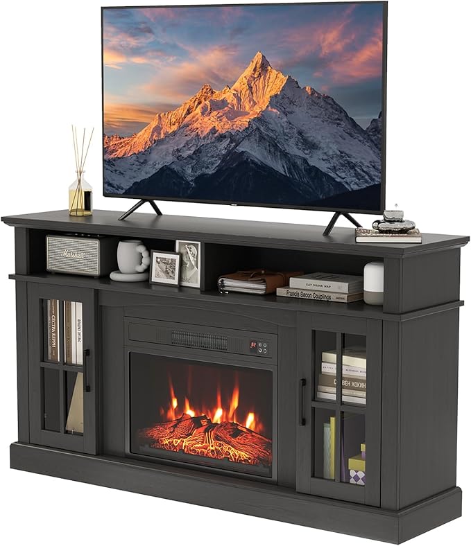 SIMOE Fireplace TV Stand up to 40'' 65'' TV, 58 inch Electric Fireplace TV by SIMOE