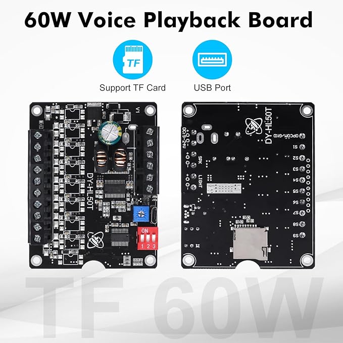 1 Pc 60W Voice Playback Module Support TF Card, PEMENOL DC 9-24V Sound Module - Image 3