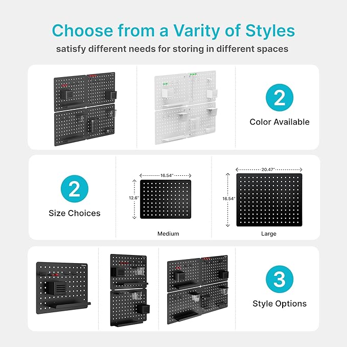 PEGZONE Pegboard Wall Organizer Combination Kit, Overall 33.1"x25.4" Metal - Image 7
