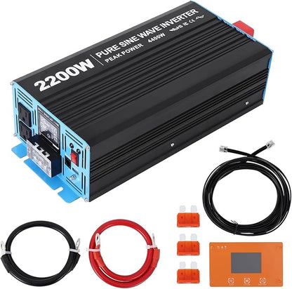 2200W Pure Sine Wave Inverter, 1 USB Port 5v/2.4a, LCD Display&Remote Controller by Unknown