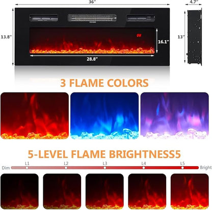 Fireplace TV Stand with 36" Electric Fireplace, Entertainment Center with LED - Image 6