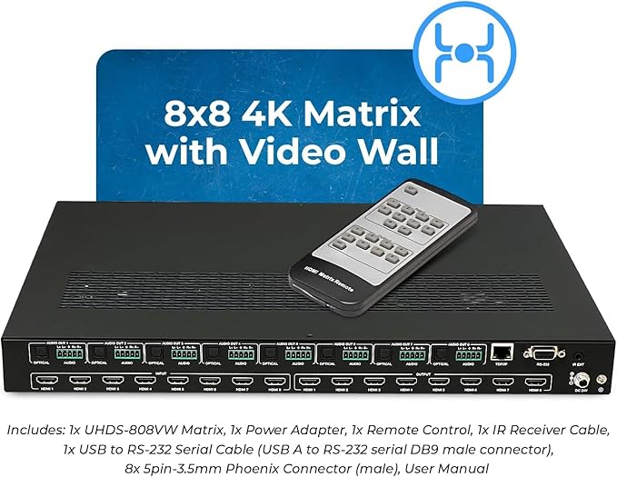 OREI 4K 8x8 Seamless HDMI Matrix Switch Video Wall Controller HDMI Processor - Image 2