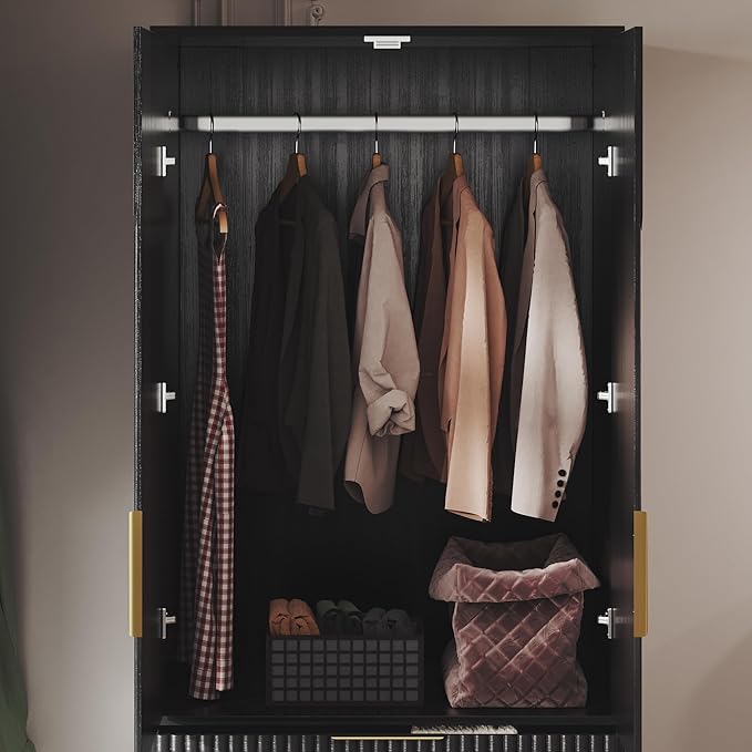 71.7" Wardrobe Armoire Wooden Closet - Image 4