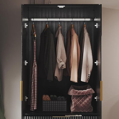 71.7" Wardrobe Armoire Wooden Closet - Image 4