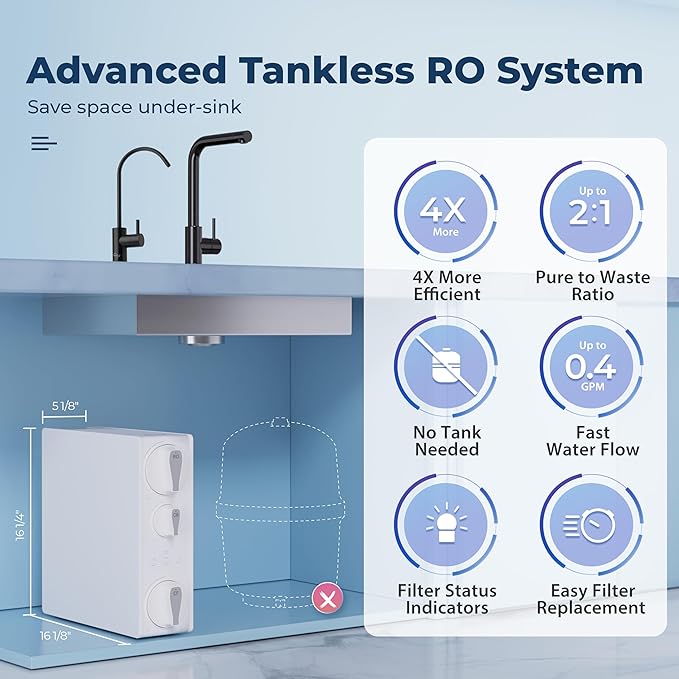 iSpring RO500-ORB Reverse Osmosis System, NSF 58 Certified, 500 GPD Under Sink - Image 3