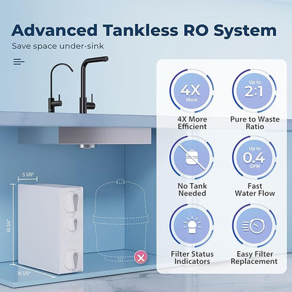 iSpring RO500-ORB Reverse Osmosis System, NSF 58 Certified, 500 GPD Under Sink - Image 3