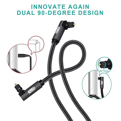 EMK 【Upgraded】 Double 90 Degree Optical Audio Cable Free-Rotating Toslink Plug - Image 3